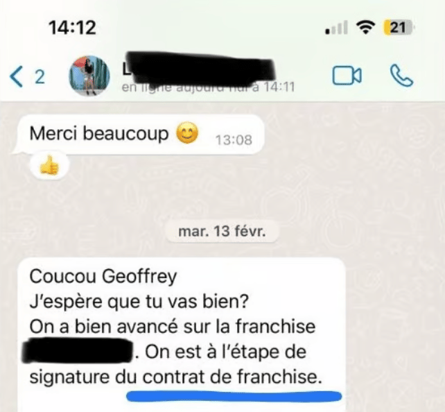 Extrait WhatsApp du parcours de Lucie